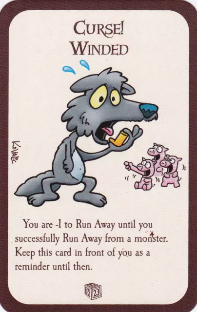 New Munchkin Promo Door Card Curse! Winded -1 to Run Away Zombie Legends Dice