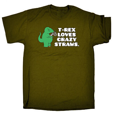 Trex Loves Crazy Straws Dinosaur - Mens Funny Novelty T Shirt T-Shirt Tshirts