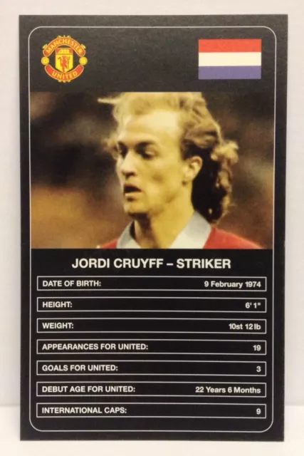 Jordi Cruyff Manchester United MU Youth Card 1998 1999 Treble Season Issue