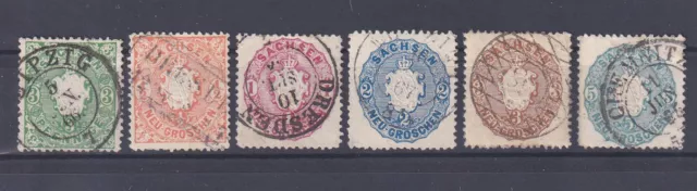 Altdeutschland Sachsen 1863 Staatswappen Mi.Nr. 14 - 19 gestempelt
