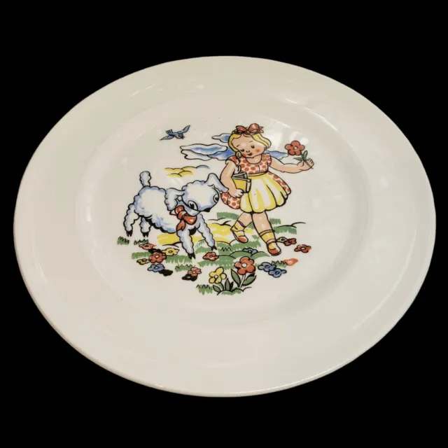 Antique Mary Had a Little Lamb Children’s Plate -The Ferrin Company, Red Wing MN