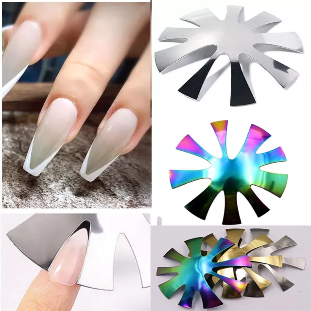 1/2PCS Francese Unghie Taglio Facile Punta Smile Line Orlo Stencil Trimmer D ★