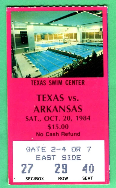 10/20/84 Texas/Arkansas Football Ticket Stub