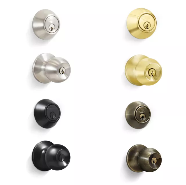 Premier Lock Entry Door Knob Combo Lock Set with Deadbolt and 6 Keys Keyed Alike