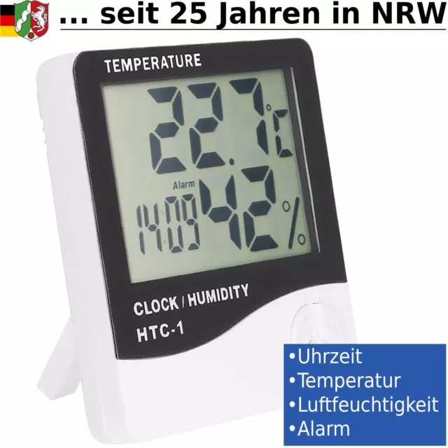 MINI WETTERSTATION THERMOMETER Hygrometer Zeit Luftfeuchtigkeit