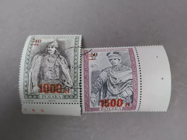 POLEN Polnische Herrscher 1990 2 Briefmarken Stamps gestempelt Inflationsstempel