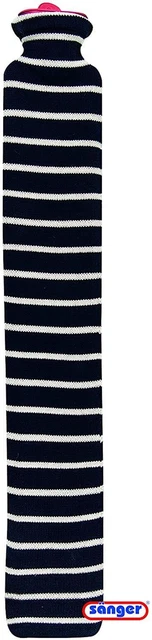 Wärmflasche mit Bezug Lang Longi Nacken Gummi Bettflasche Baumwolle Marine WS