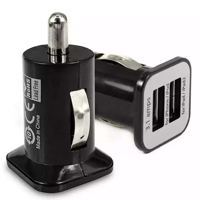 KFZ Ladegerät Zigarettenanzünder 2x USB Adapter Auto-Ladegerät 3,1A Schwarz