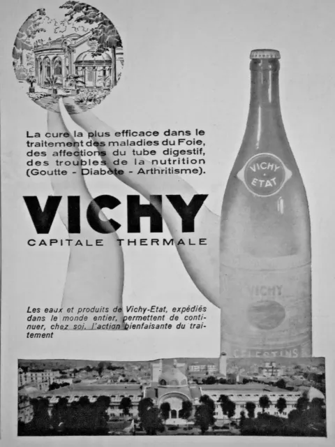 1937 Press Advertisement Vichy Thermal Capital Vichy-State