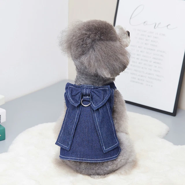 Dog Skirt Soft Decorative Denim with Fashion Bowknot Pet T-shirt Diverse Styles