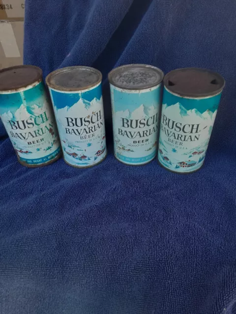 4 Diff Busch Flat Top Tops Cheap  Beer Can Cans Empty Up