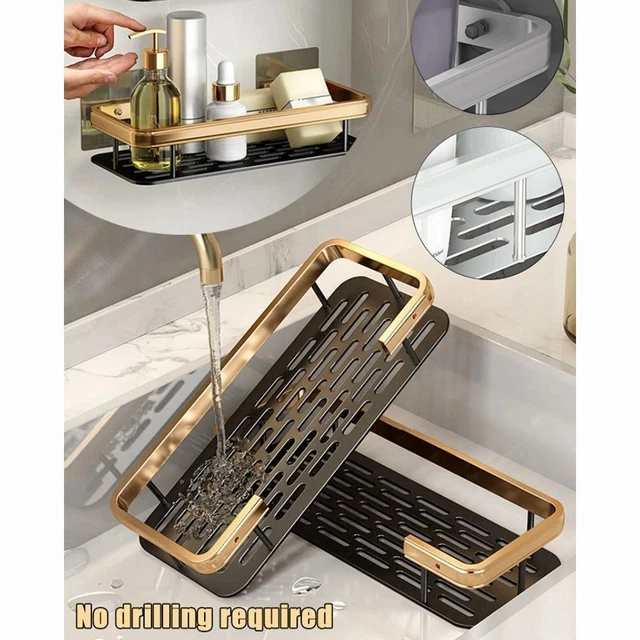 NO DRILL SHOWER Organizer Aluminum Corner Shower Shelf Bathroom EUR 13