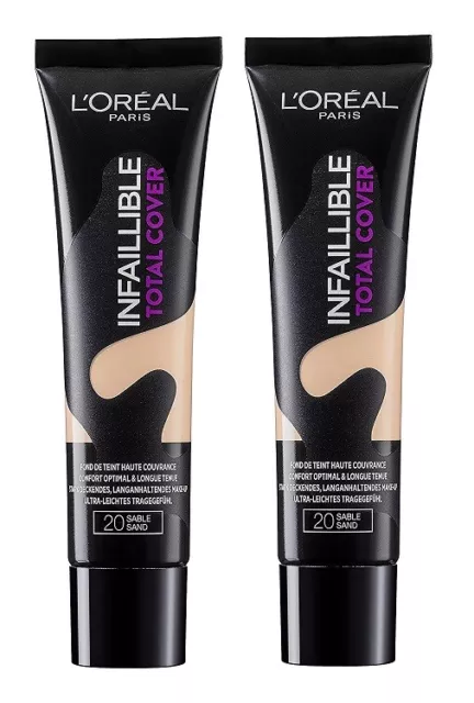 2x 35g L'Oreal Loreal Paris Foundation Infaillible Total Cover Make-up