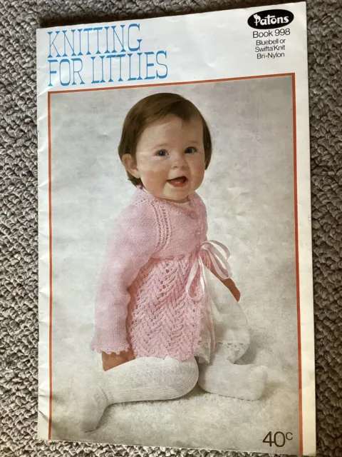 Vintage Patons Baby Knitting Pattern Book 998 Knitting for Littlies