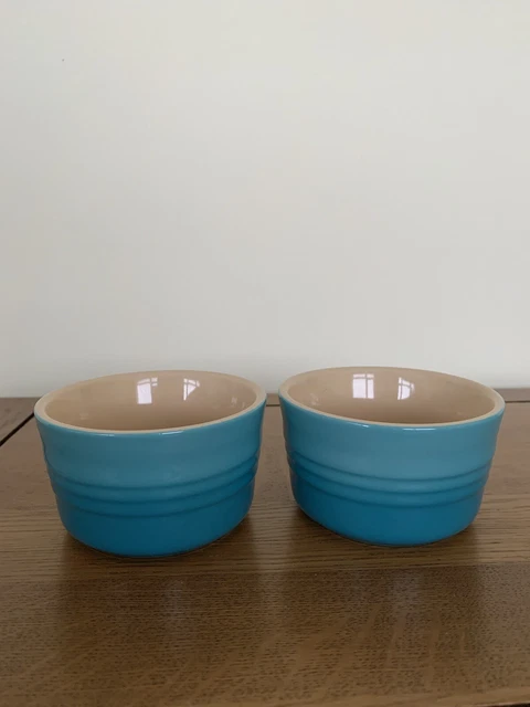 Le Creuset - Blue Stoneware - Two Ramekin Dishes - VGC