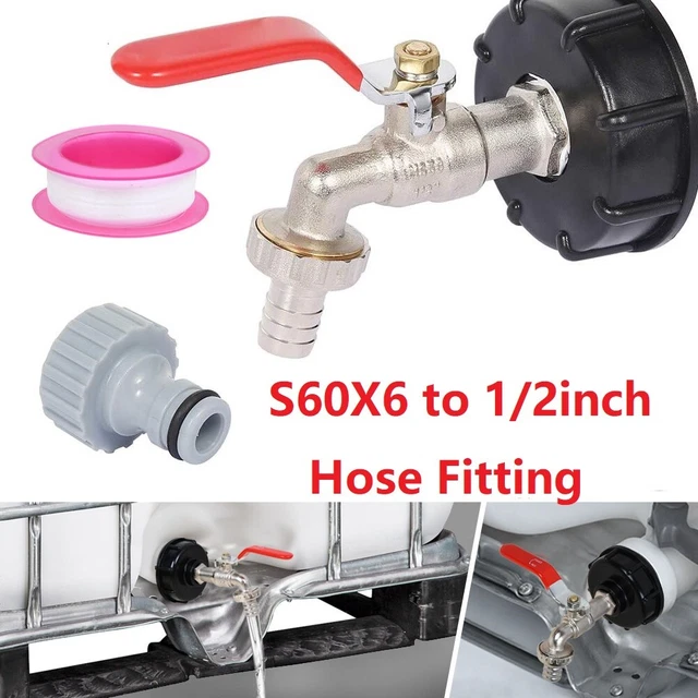 S60x6 IBC tappo contenitore 1/2 pollici pantaloni serbatoio acqua beccuccio tubolare valvole a sfera