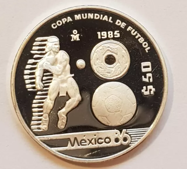 Mexiko 50 Pesos, 1985 FIFA Fussball-Weltmeisterschaft 1986 #scho7-2