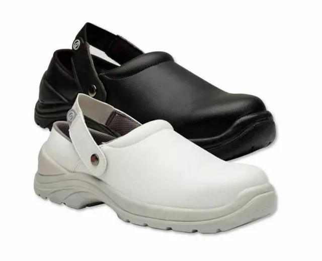 Hygiene Clogs Safety Work Shoes Food Safe Steel Toe Cap Blackrock 4-12