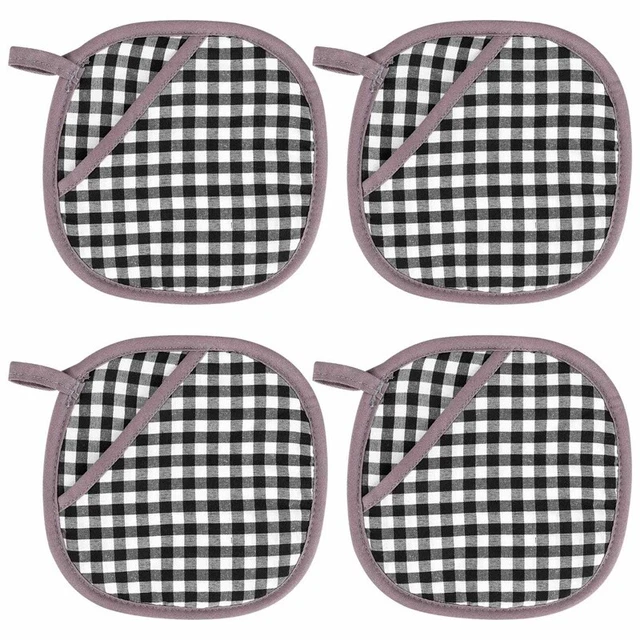 Juego de trapos de olla de silicona de 4 ud. horno hermético Hot Pads con bolsillos Q6D2
