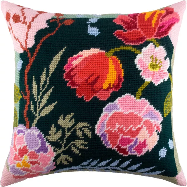 Kit de bordado de colección con aguja/tapiz funda de almohada ""FLORES DE NOCHE