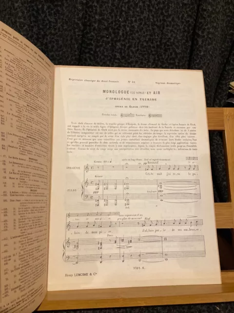 Gluck Monolofue air Iphigénie en Tauride partition soprano piano Lemoine Gevaert