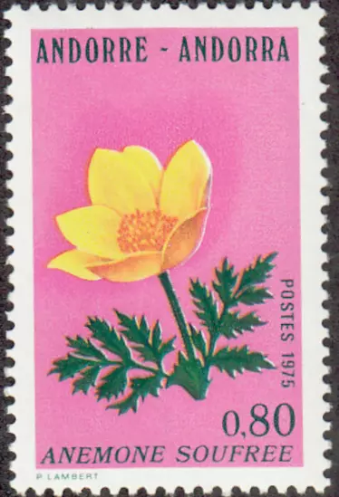 French Andorra #YT246 MNH 1975 Pulsatilla alpina Anemone [239]