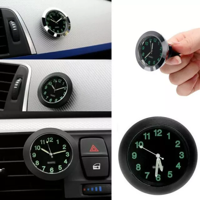 Car Clock Parts Air Vent Auto Black Chrome Metal Decor Interior Quartz Analog