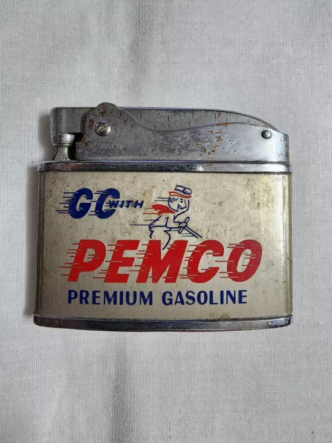 Vintage Howard Advertising Flat Lighter Oil & Gas PEMCO Premium Gasoline. RARE