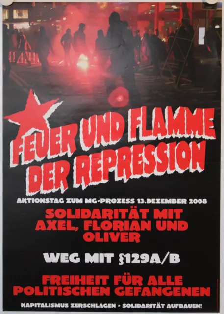 Feuer und Flamme der Repression,  Weg mit dem § 129a/b, Poster, Plakat, RAF