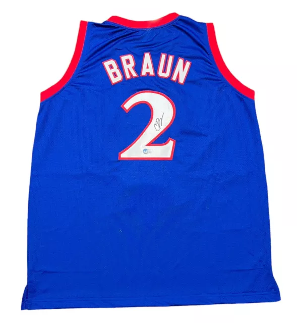 Christian Braun Kansas Jayhawks Signed Jersey 2022 National Champs Beckett COA