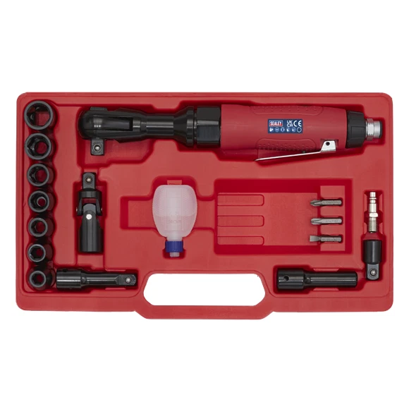 Sealey 3/8in Square Drive Air Ratchet Wrench Kit GSA20KIT