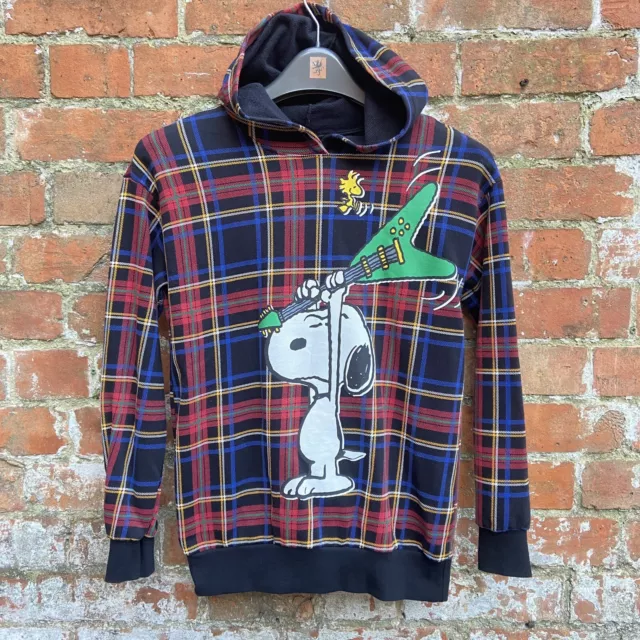 United Colours Of Benetton Hoodie Kids 11-12 Years Peanuts Snoopy Tartan Plaid