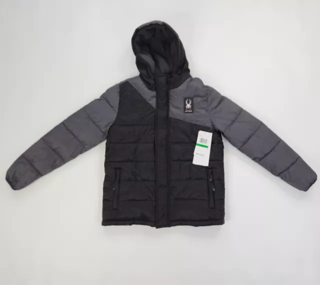Spyder Boys Puffer Jacket Large Black and Gray