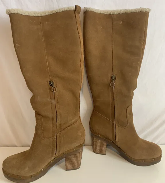 Ralph Lauren Denim & Supply Pull On Suede Heel Callen 16” Boots Woman’s Size 8B