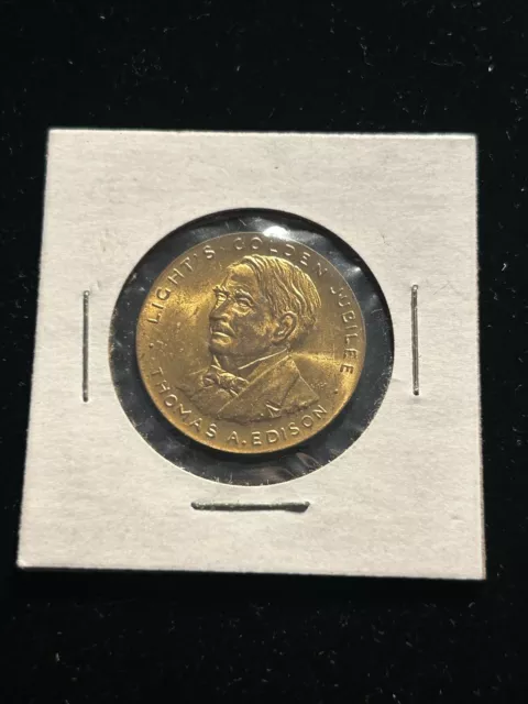 Vintage Brass Token: THOMAS EDISON LIGHTS GOLDEN JUBILEE 1879-1929