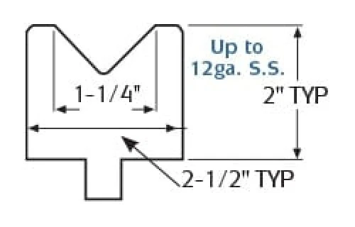 1-1/4" x 12" Long, Vee, 85 Degree, Polyurethane Press Brake Die, 75 D Durometer