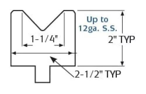 1-1/4" x 24" Long, Vee, 85 Degree, Polyurethane Press Brake Die, 75 D Durometer