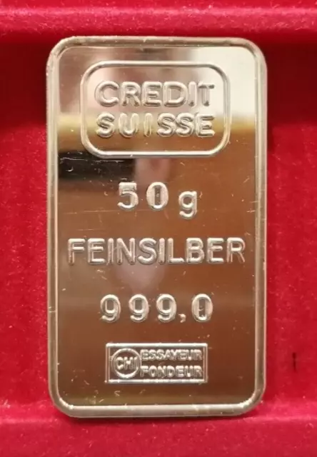 Lingotto  Credit Suisse   Argento Puro 0.999    50 Grammi    - Proof -