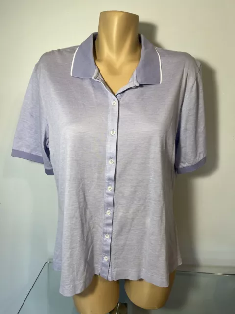 Mara MARINI soft purple ladies polo type top button up front 100% pure