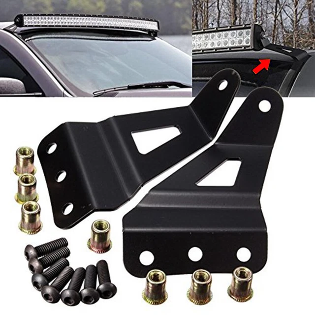 2× Off-road Vehicle Car Curved LED Light Bar Bracket at Upper Windshield Roof US