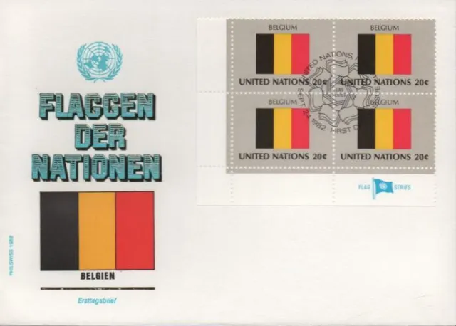 ONU UNO New York FDC 1er Jour 379 FLAG drapeau Fahne BELGIQUE Belgien 1982