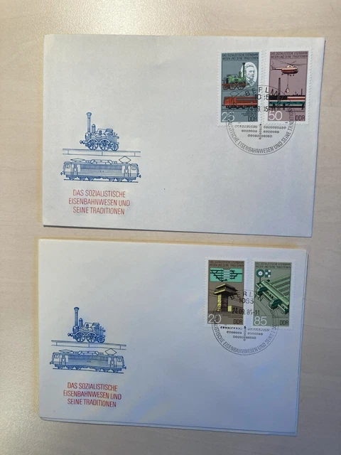 2 Ersttagsbriefe, DDR 1985 „Eisenbahnwesen"