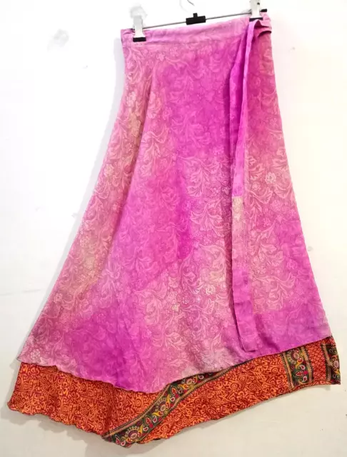 Femme Floral Soie Cravate Taille Indien Boho Boho Sari Wrap Jupe Taille XL