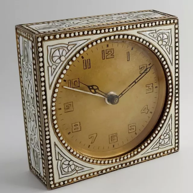 Rare Kienzle Antique Enamel  Art Deco Alarm Clock Watch