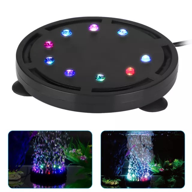 Aquarium Underwater Air Bubble LED Light RGB Submersible Lamp Remote Fish Tank