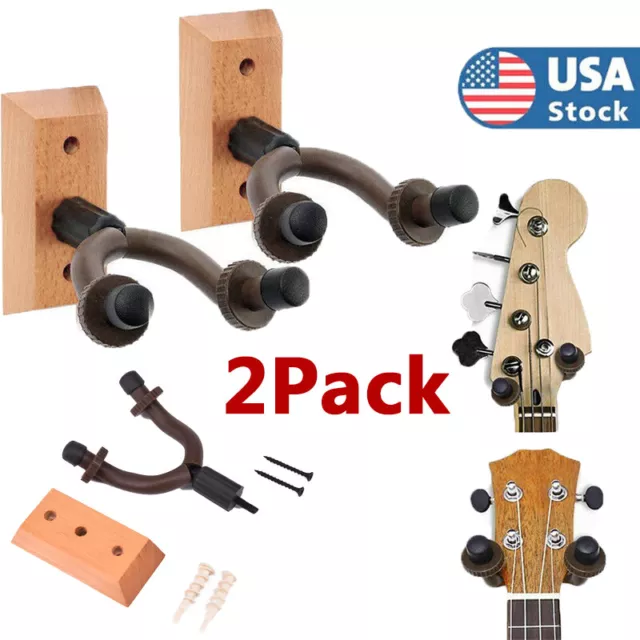 2PCS String Swing Guitar Hanger Stand Holder Hooks Display Wall Mount Heavy Duty