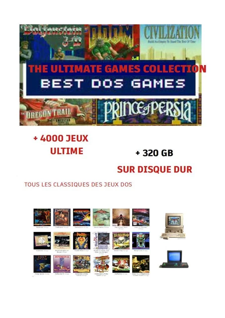 COLLECTION +4000 Jeux Dos Ultme 320go sur disque dur