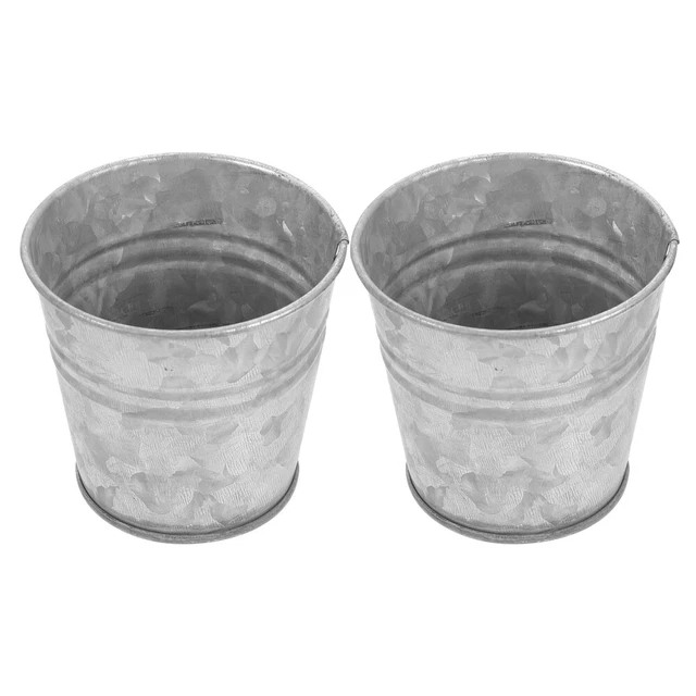 2Pcs Rustikalen Verzinktem Metall Vase Französisch Land Stil Vase Eimer Zinn
