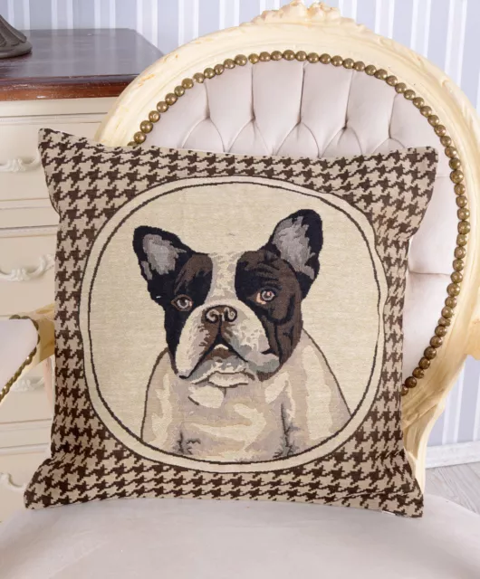 Sofakissen Französische Bulldogge Kissen Landhausstil Dekokissen Gobelin Hülle