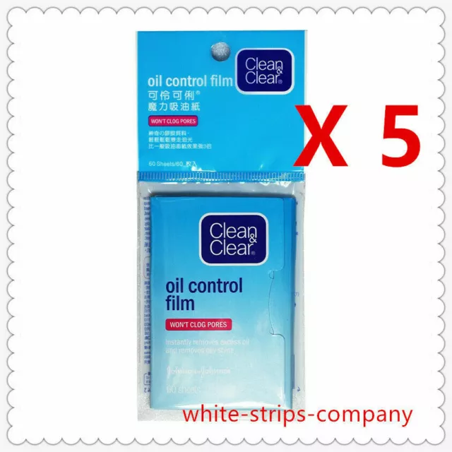 (Pack of 5) Clean and Clear Oil Control Film Blotting Paper --total 300 sheets